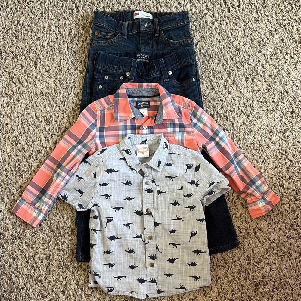 Orange and Blue Button Down Shirts and Jeans Casual Collection
